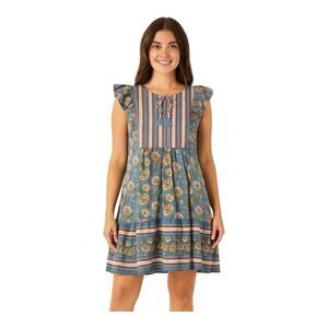 Matilda Jane Heart To Heart Pasture Blue Floral Flutter Sleeve Dress Women’s XL
